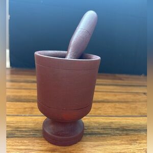 Vintage Wood Mortar & Pestle Masher Grinder Apothecary Kitchen 4.5"